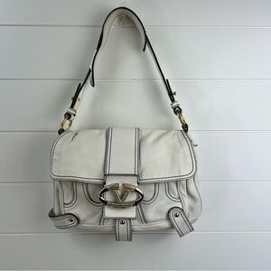 Valentino white leather shoulder bag swavarski crystals turquoise